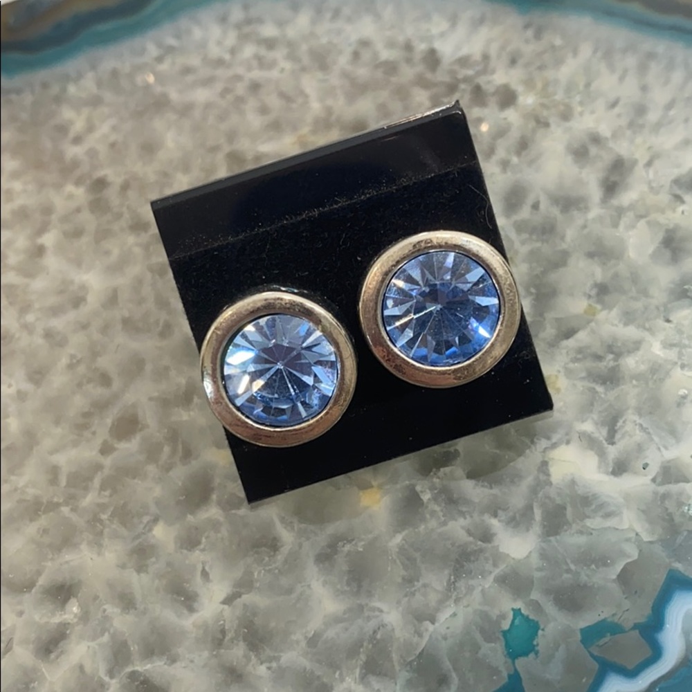 Tahari Aquamarine Circular Gemstone Post earrings
